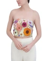 BCBGMAXAZRIA TULLE FLORAL EMBROIDERED CROP TOP