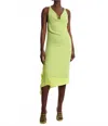 Bcbgmaxazria Twist And Drape Combo Dress In Citrine In Green