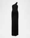 Bcbgmaxazria Twist Hot-fix One-shoulder Gown In Black