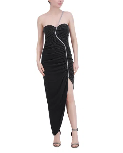 Bcbgmaxazria Velvet Ruched Gown In Noir