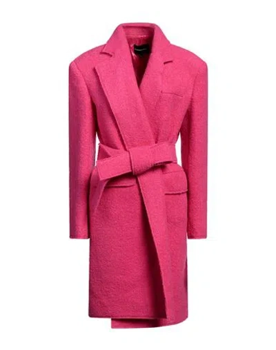 Bcbgmaxazria Woman Coat Fuchsia Size 4 Virgin Wool, Polyamide In Pink