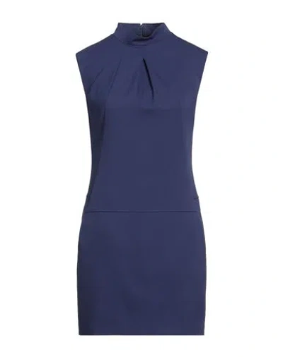 Bcbgmaxazria Woman Mini Dress Navy Size 4 Virgin Wool, Elastane In Navy Blue