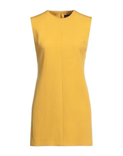 Bcbgmaxazria Woman Mini Dress Ocher Size 4 Virgin Wool, Mohair Wool, Polyamide In Yellow