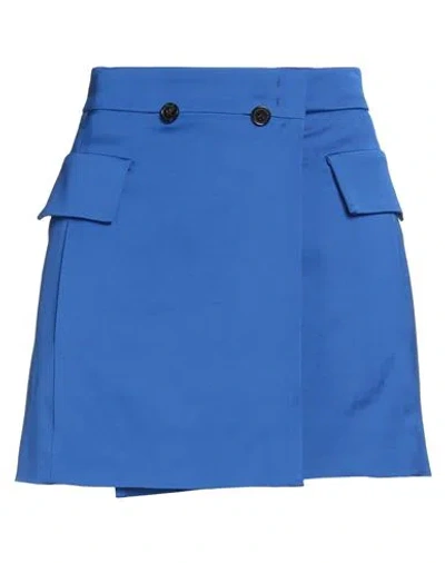 Bcbgmaxazria Woman Mini Skirt Blue Size 4 Viscose, Virgin Wool, Elastane