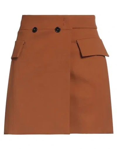 Bcbgmaxazria Woman Mini Skirt Brown Size 6 Virgin Wool, Elastane