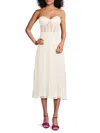 Bcbgmaxazria Women's Accordion Pleat Midi Cocktail Dress In Gardenia