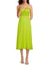 Bcbgmaxazria Women's Accordion Pleat Midi Cocktail Dress In Lime