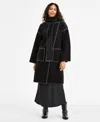 Bcbgmaxazria Women's Button-front Edge-stitch Scarf Coat In Black