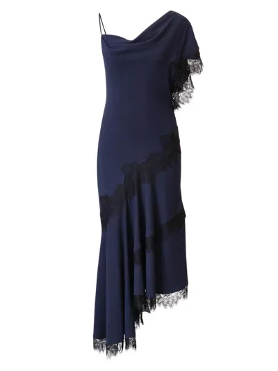 Bcbgmaxazria Women's Calla Asymmetric Slip Midi-dress In Blue