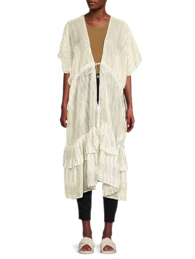 Bcbgmaxazria Women's Chiffon Ruffled Ruana In Natural
