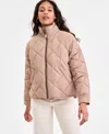 Bcbgmaxazria Women's Cropped Diamond Quilted A-line Jacket, Exclusively At Macy's In Pink