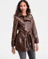 Bcbgmaxazria Women's Double-breasted Faux-leather Belted Trench Coat In Brown