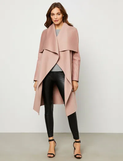 Pre-owned Bcbgmaxazria Women's Draped Front Wool Coat In Dusty Rose