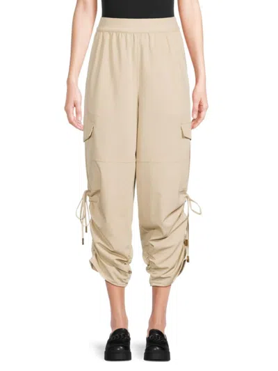 Bcbgmaxazria Women's Drawstring Crop Cargo Pants In Pale Khaki