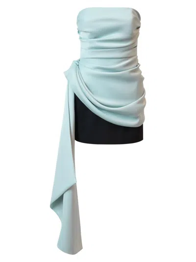Bcbgmaxazria Women's Effie Waist-sash Draped Minidress In Robin Egg Black