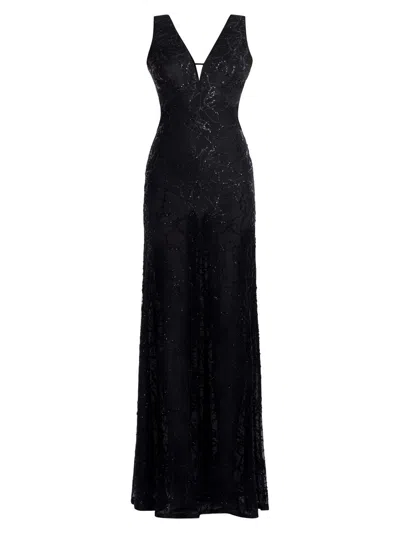Bcbgmaxazria Women's Embellished Cut Out Gown In Black