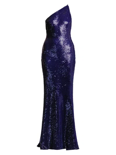 Bcbgmaxazria Women's Estelle Sequined One-shoulder Gown In Purple