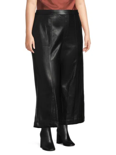 Bcbgmaxazria Women's Faux Leather Wide Leg Capris In Black