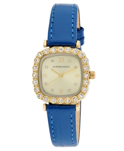 Bcbgmaxazria Women's Halo Blue Leather Strap Watch, 28mm