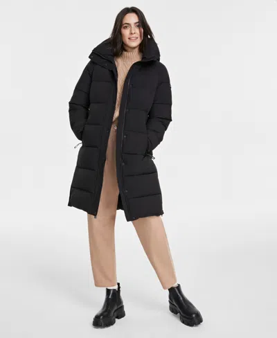Bcbgmaxazria Women's Hooded Collared Puffer Coat In Matte Black