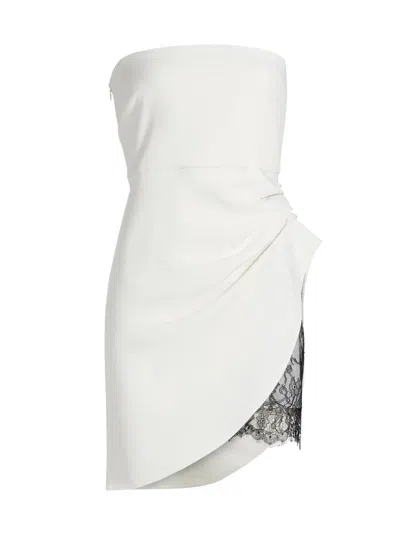 Bcbgmaxazria Women's Lace-trimmed Strapless Minidress In White