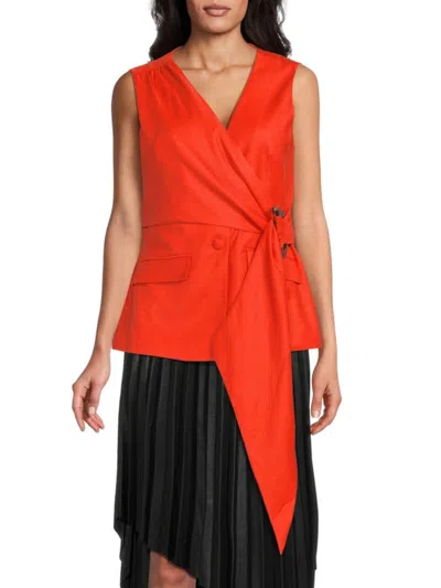 Bcbgmaxazria Women's Linen Blend Peplum Vest In Pumpkin