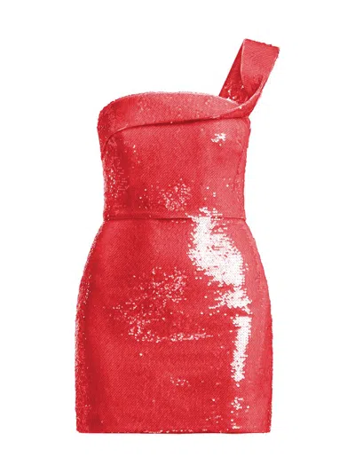 Bcbgmaxazria Women's Maci Sequined One-shoulder Mini Dress In Pink