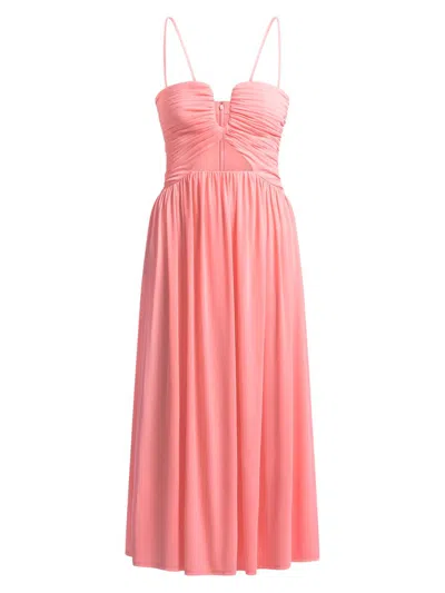 Bcbgmaxazria Women's Mimi Ruched Pleated Midi-dress In Pink