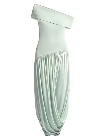 Bcbgmaxazria Women's Myla Draped Jersey One-shoulder Maxi Dress In Green