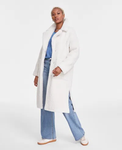 Bcbgmaxazria Women's Notched-collar Teddy Coat In Cream