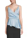 Bcbgmaxazria Women's Peplum Satin Top In Powder Blue