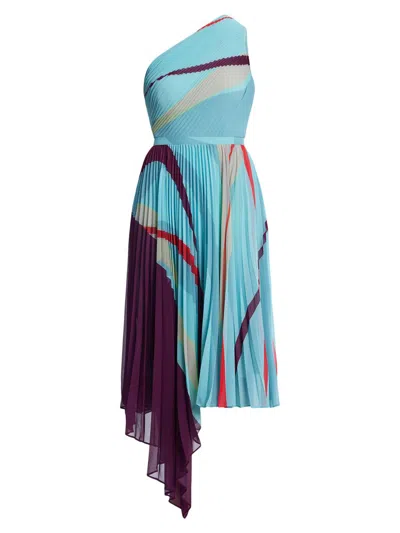 Bcbgmaxazria Women's Printed Pleated Midi-dress In Blue