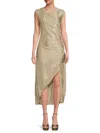 Bcbgmaxazria Metallic Midi Dress In Gold