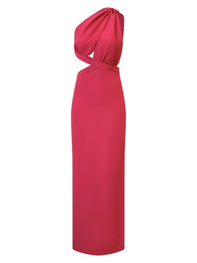 Bcbgmaxazria Selene One Shoulder Gown In Pink