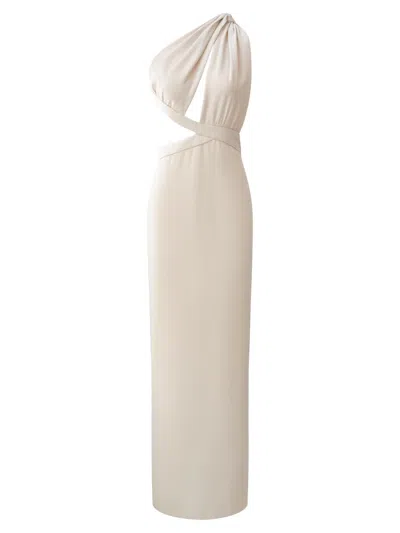Bcbgmaxazria Women's Selene One-shoulder Cut Out Gown In Neutral