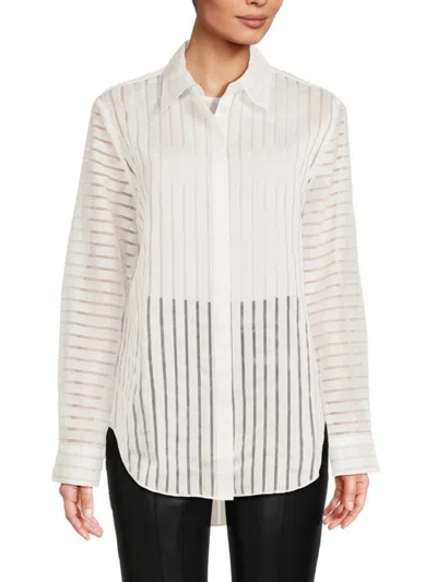 Bcbgmaxazria Women's Sheer Striped Shirt In Gardenia