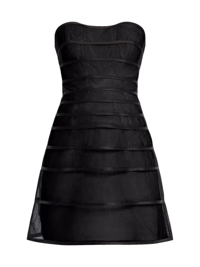 Bcbgmaxazria Women's Sheer Volume Strapless Minidress In Black