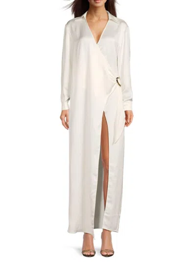 Bcbgmaxazria Women's Slit Maxi Wrap Dress In Gardenia