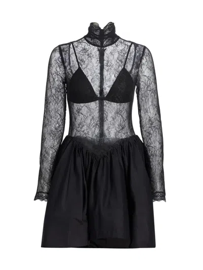 Bcbgmaxazria Women's Stretch Lace Bubble Minidress In Black