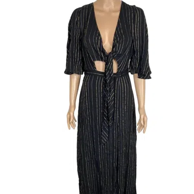 Bcbgmaxazria Women's Stripe Full Wrap Cut-out Dress In Black