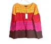 Bcbgmaxazria Women's Striped Oversized Knit Sweater In Orange In Orange