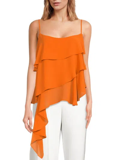 Bcbgmaxazria Tiered Sleeveless Blouse In Orange