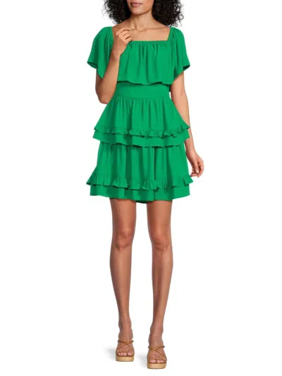 Bcbgmaxazria Women's Tiered Mini Flare Dress In Jelly Bean