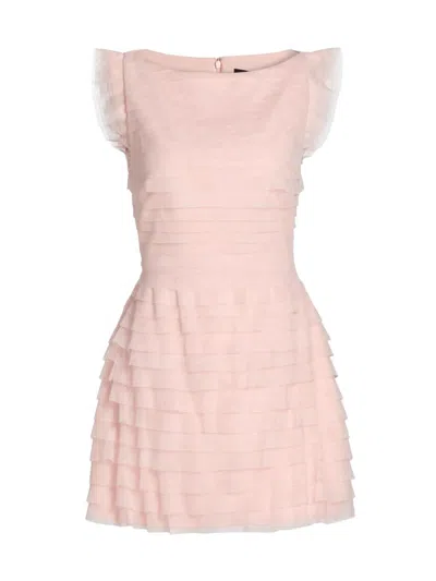 Bcbgmaxazria Women's Tulle Sleeveless Tiered Minidress In Pink