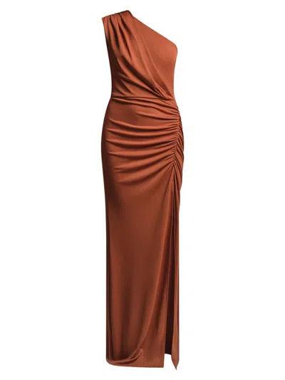 Bcbgmaxazria Women's Valentina Draped One-shoulder Gown In Mocha
