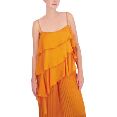 Bcbgmaxazria Womens Asymmetric Layered Blouse In Orange