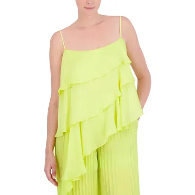BCBGMAXAZRIA WOMENS ASYMMETRIC LAYERED BLOUSE