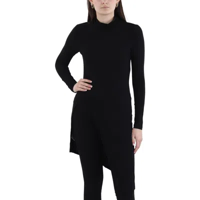 Bcbgmaxazria Womens Asymmetric Rayon Turtleneck Top In Black