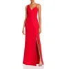 Bcbgmaxazria Womens Asymmetric Side Slit Formal Dress In Red