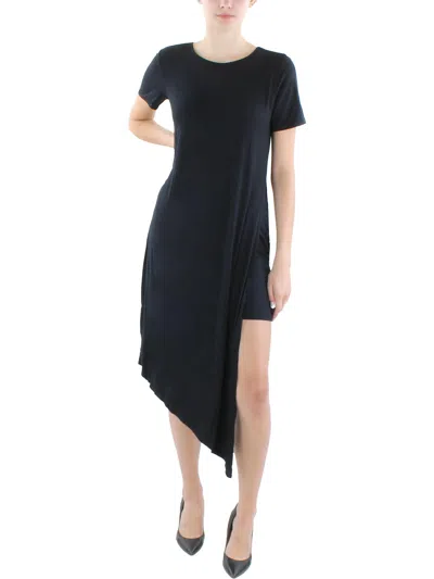 Bcbgmaxazria Womens Asymmetric Slit Midi Dress In Black